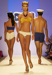 Casandra Salgado walking at Mercedes-Benz Fashion Week Swim for Nicolita