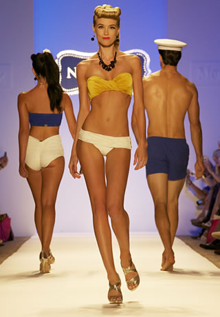 Casandra Salgado walking at Mercedes-Benz Fashion Week Swim for Nicolita